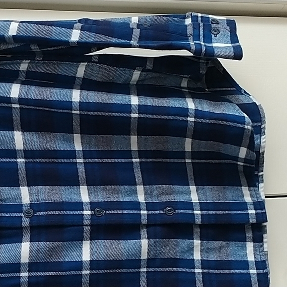 Banana Republic Standard Fit Button Front Blue Plaid Shirt M - Picture 11 of 14